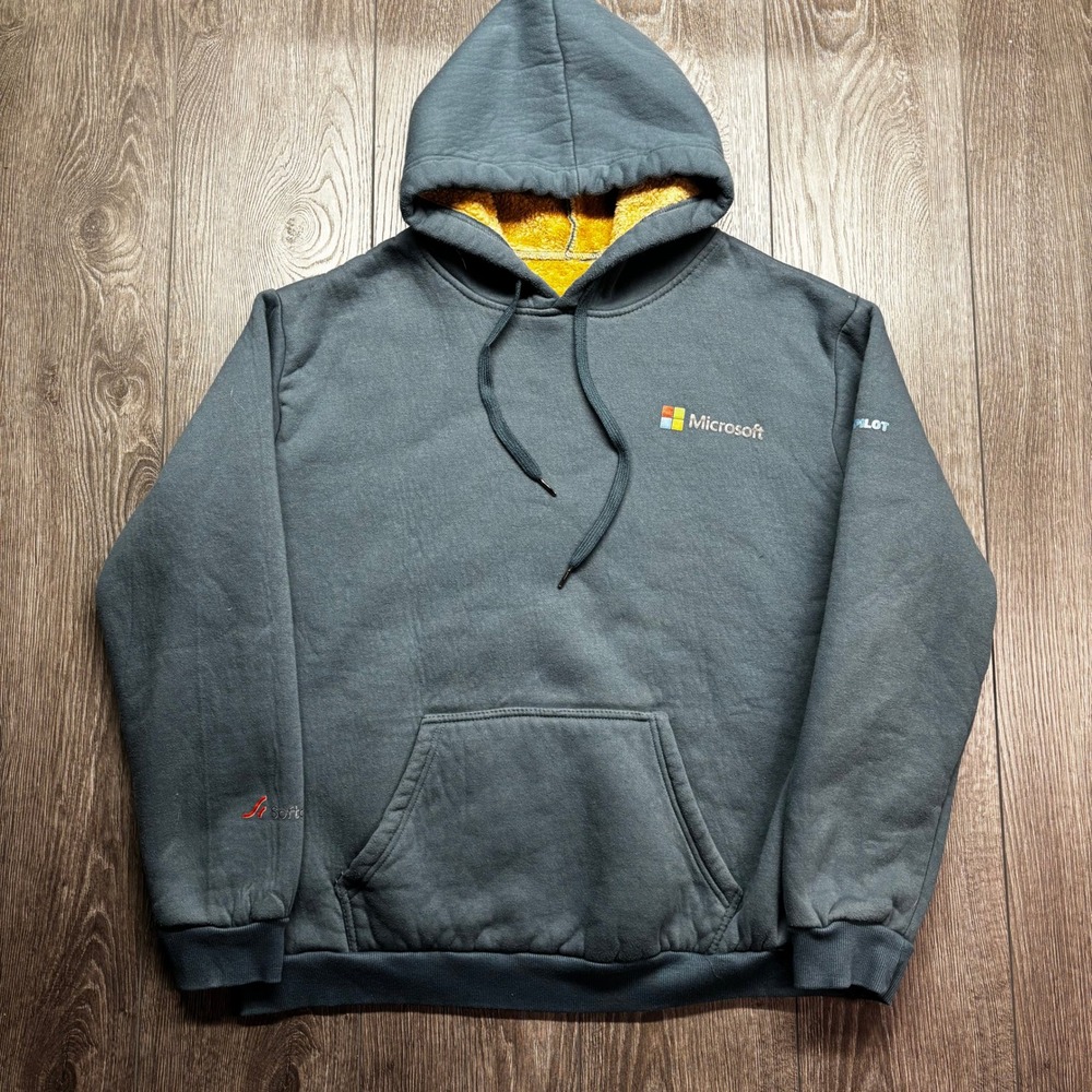 Microsoft Copilot Softchoice Hoodie Mens XL Blue Sherpa Lined Tech Promo